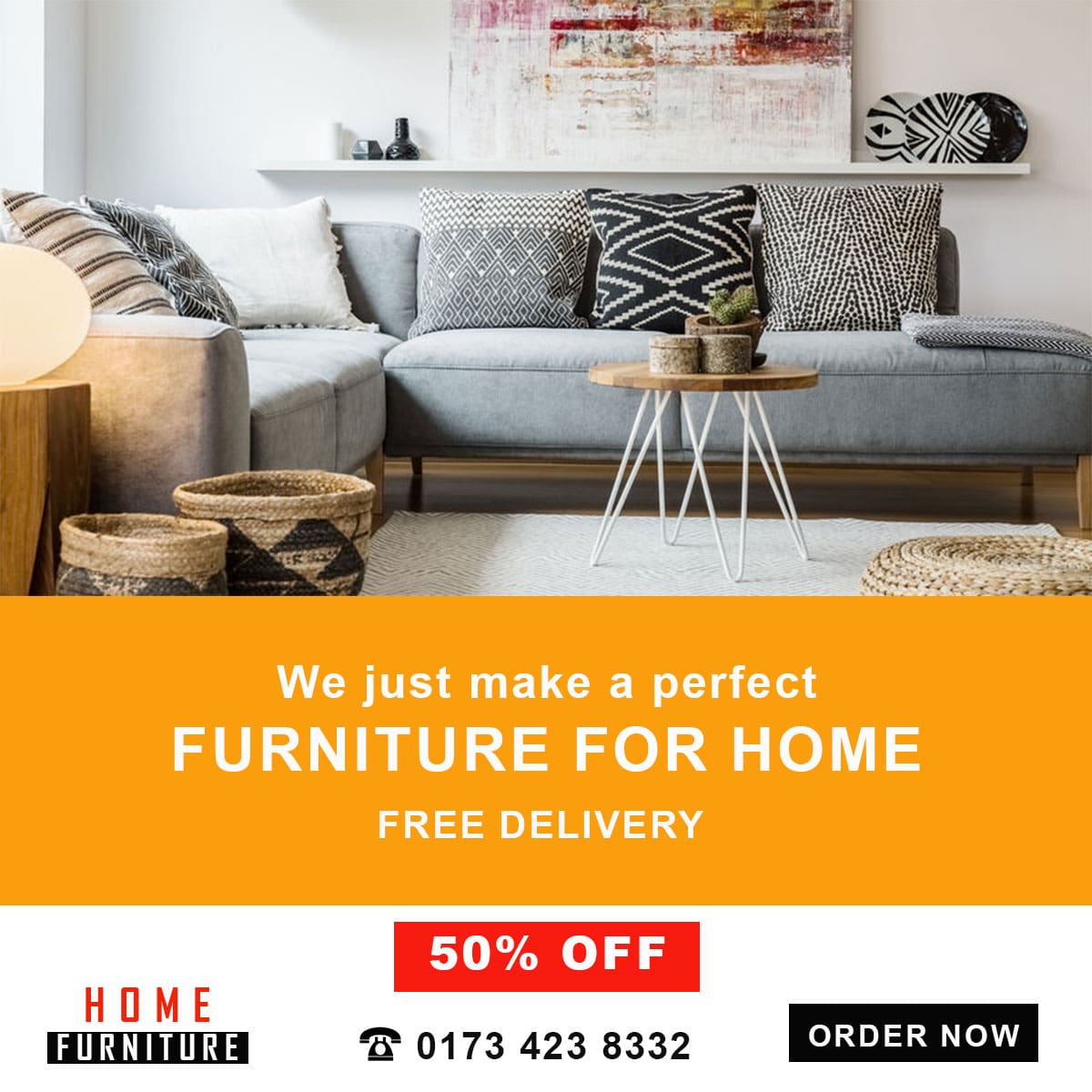 Image is a social media banner for Furniture company